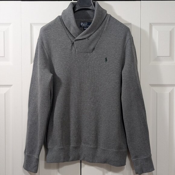 Polo Ralph Lauren Men's Grey Shawl Collar Pullover Sweater - Size L - Picture 2 of 11